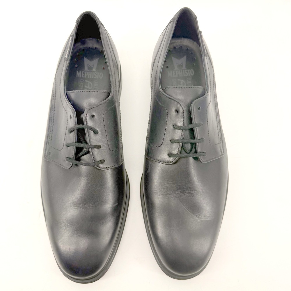 Mephisto Derby Shoes Mens 9.5 Black Leather Air-Jet Plain Toe Dress Goodyear Sol - Picture 4 of 9